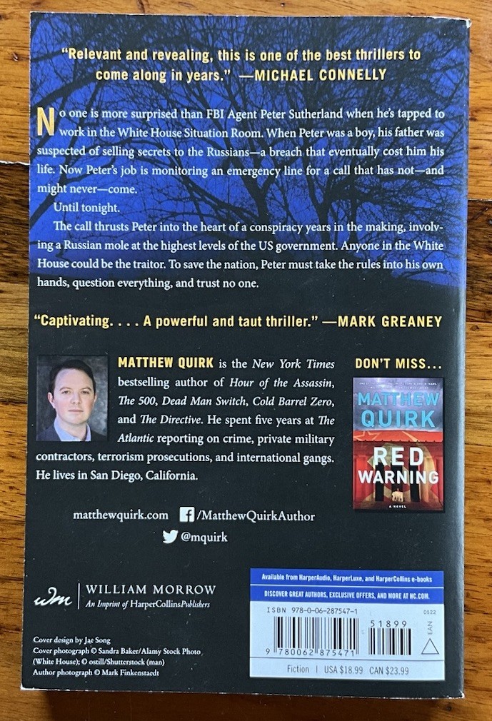 Matthew Quirk- The Night Agent -Signed & Dated PB 2019 Unread No Series Hype Tag