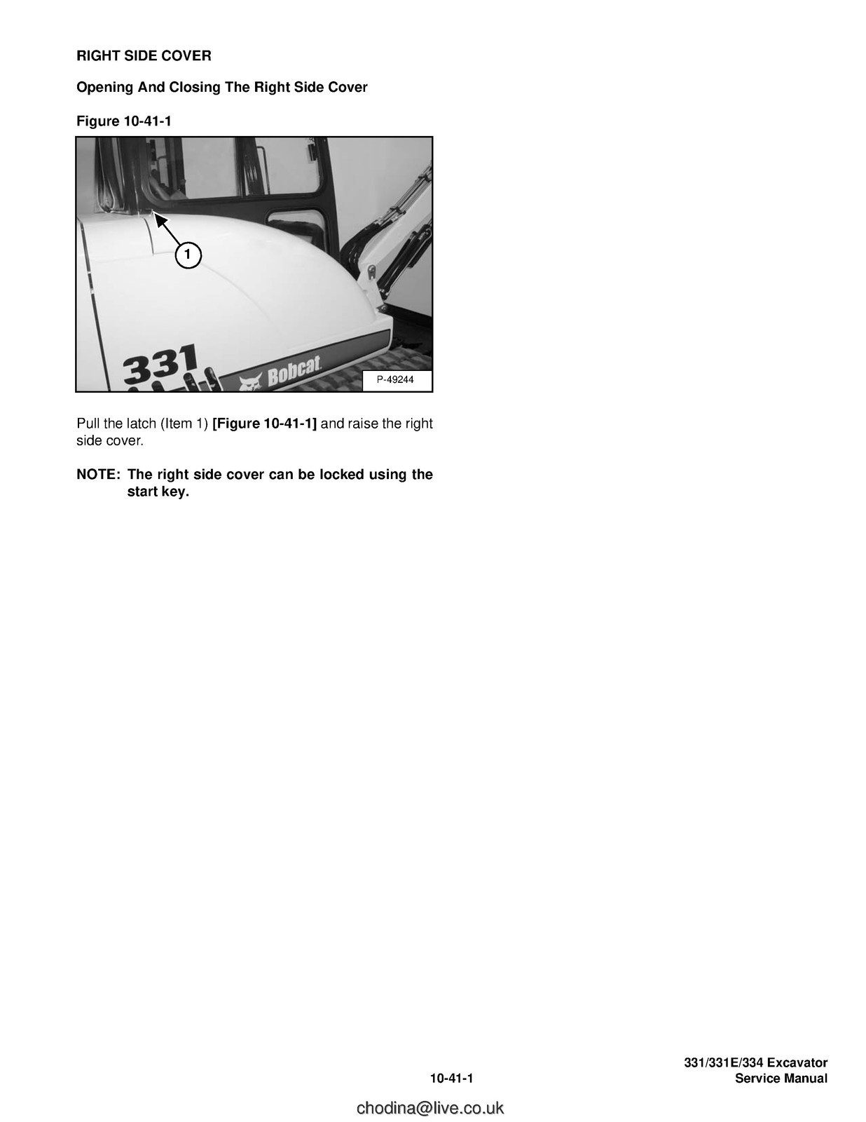 BOBCAT 331 331E 334 G Series Compact Excavator Service Manual , FOLDOUTS
