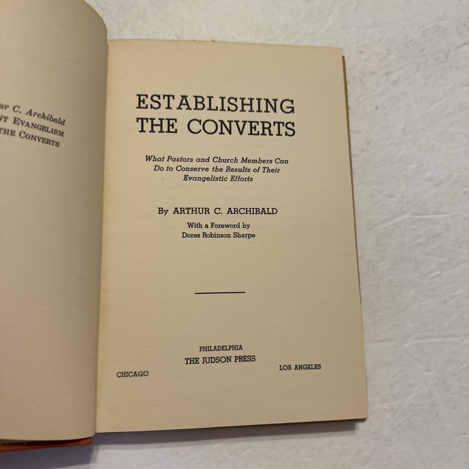 “Establishing the Converts Arthur C Archibald 1952 HCDJ The Judson Press