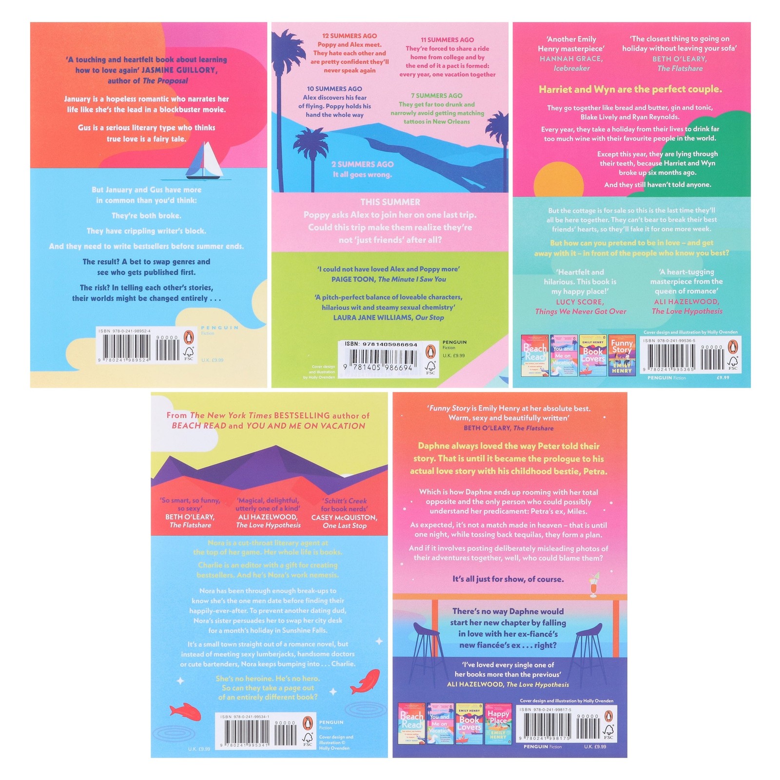 Beach Read Collection By Emily Henry: 5 Books Set – Fiction – Paperback