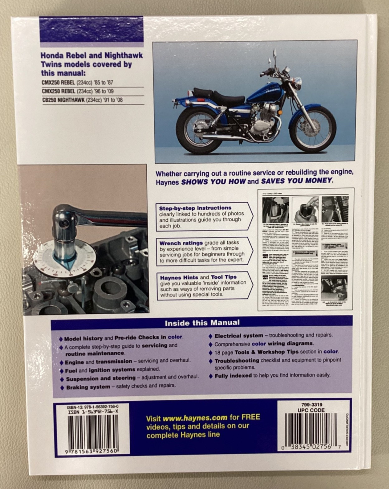 HONDA CMX250 REBEL & CB250 NIGHTHAWK TWINS ’85-’09 Repair Manual – VERY GOOD