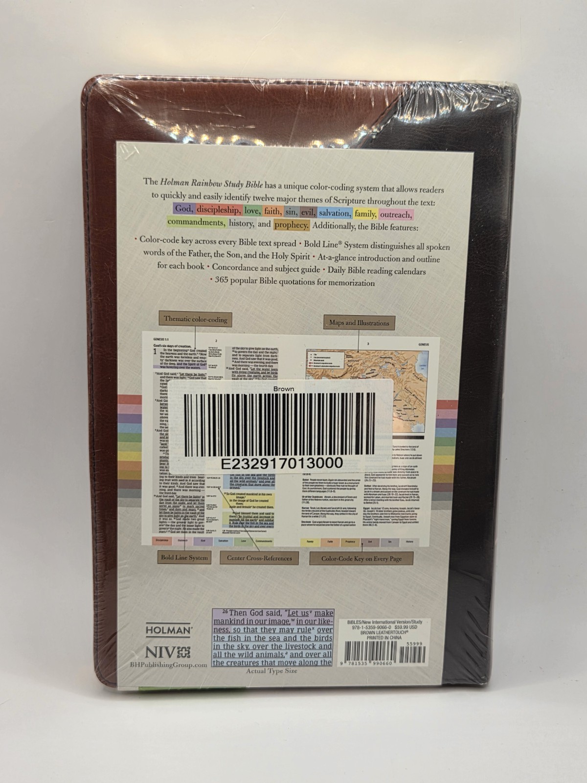 Holman Rainbow Study Bible NIV Edition Brown Black Leather Touch New Sealed Rare
