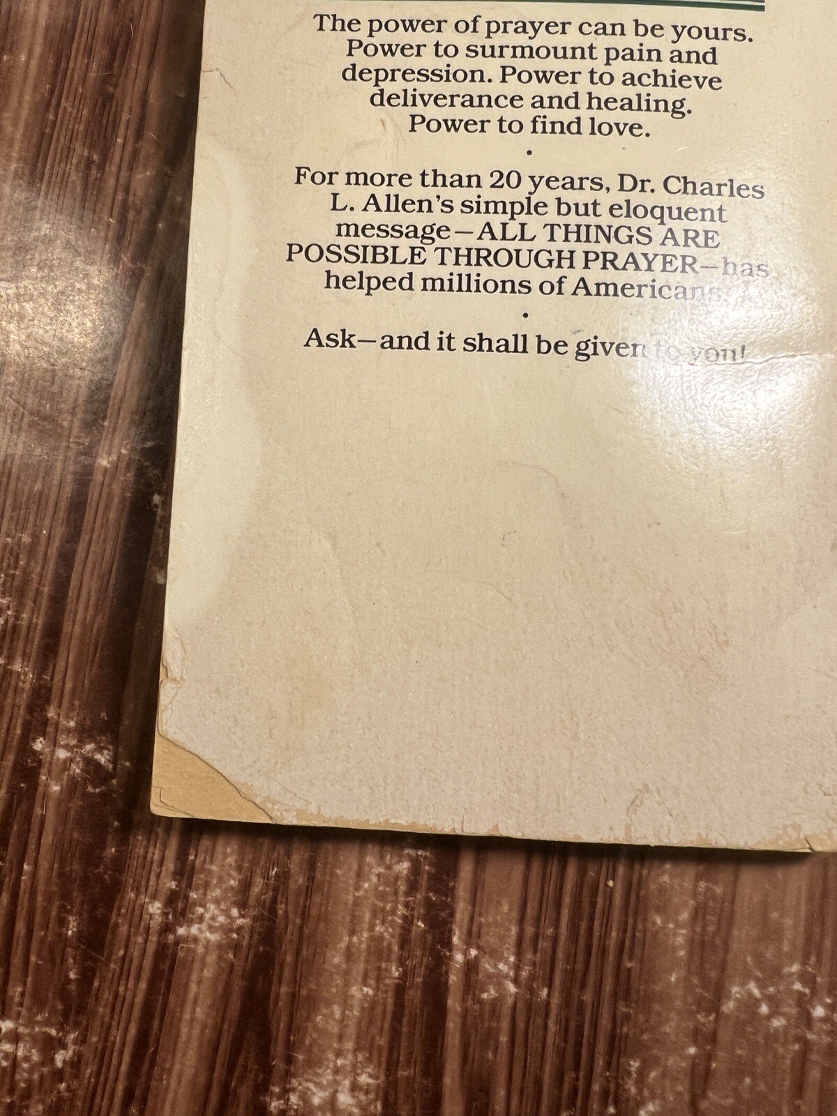 All Things are Possible Through Prayer Charles L. Allen Paperback Book 1983