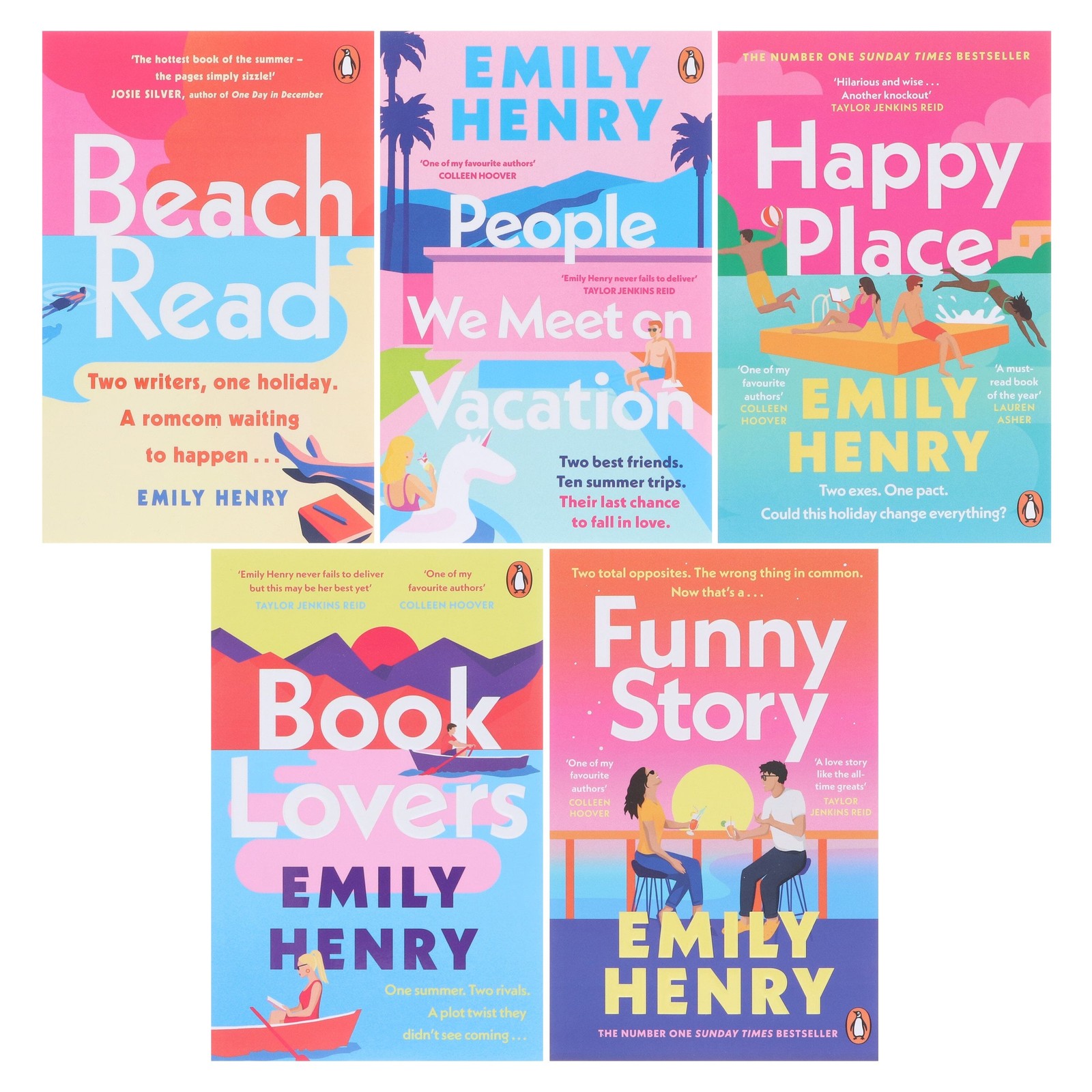 Beach Read Collection By Emily Henry: 5 Books Set – Fiction – Paperback