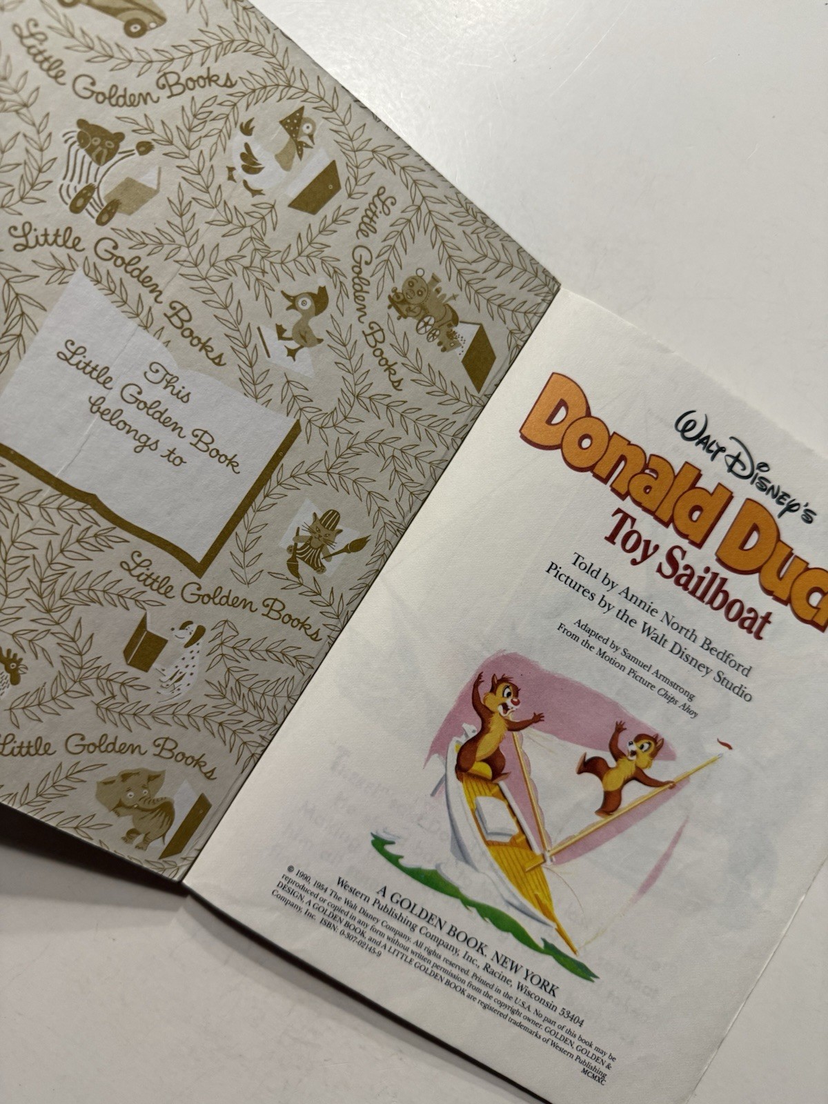 VTG 1990 Walt Disney Donald Duck’s Toy Sailboat Little Golden Book Chips Ahoy