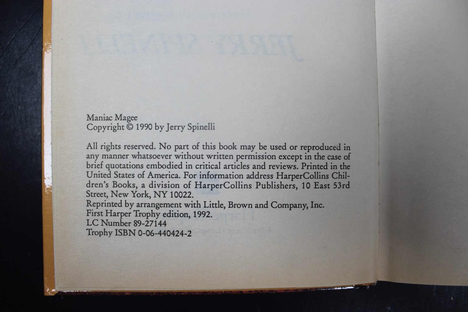 Maniac Magee Jerry Spinelli 1992 Newbery Medal HarperTrophy PERMA-BOUND