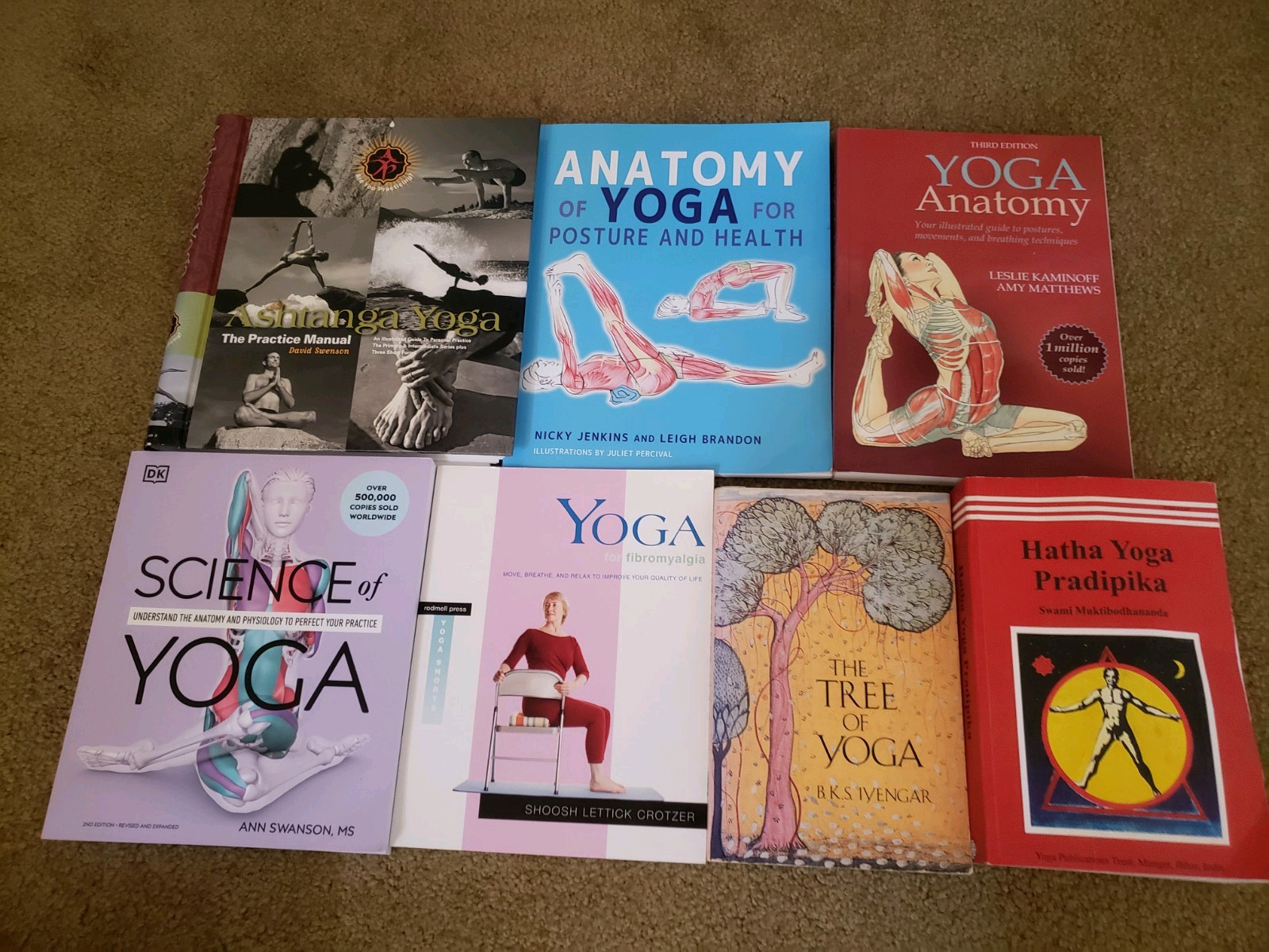 Yoga 7 book lot Hatha Yoga , Stretching , Anatomy , Flexibility ETC