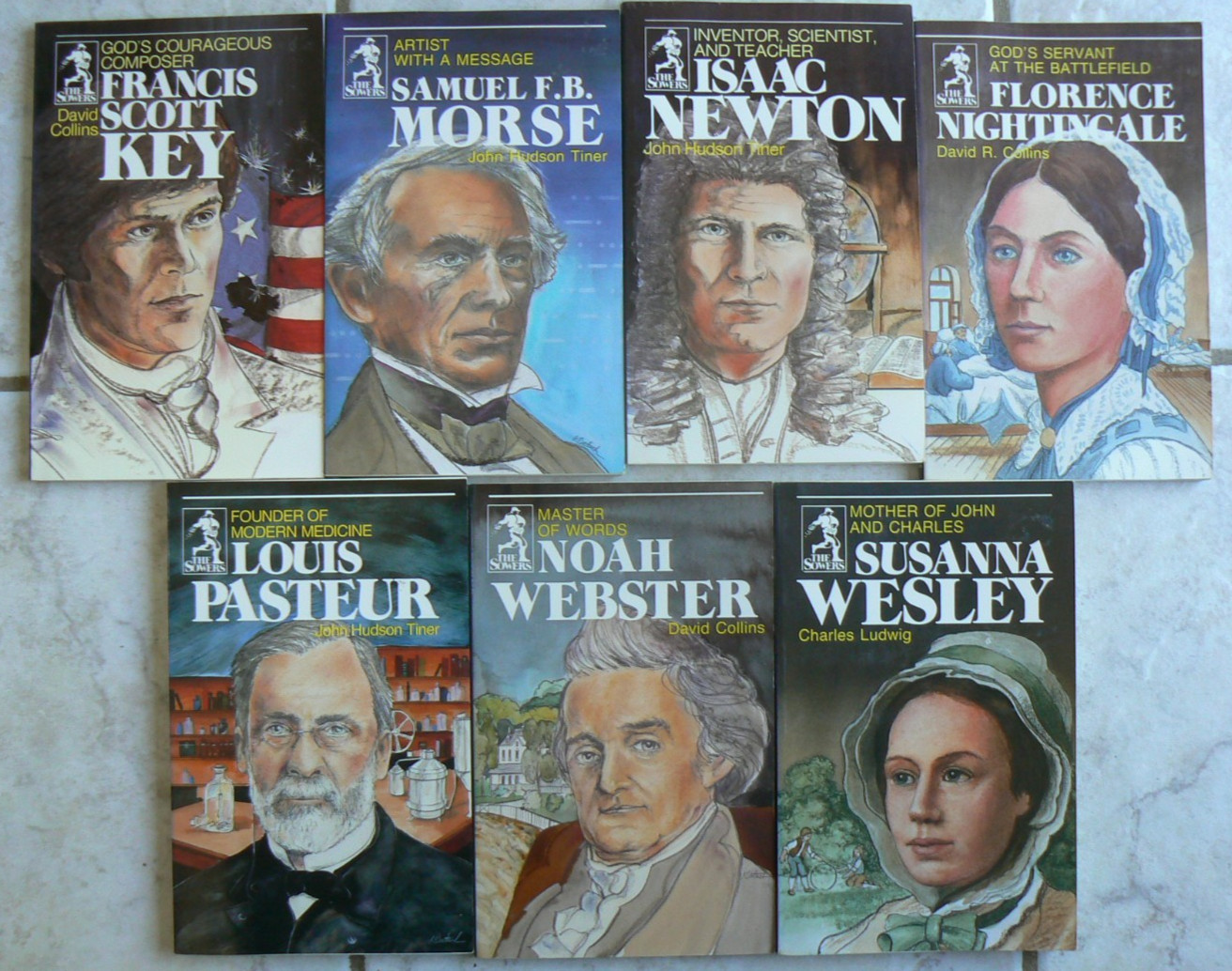 7 The Sowers series books, Christian Character,Key,Morse,Newton,Pasteur,Wesley+