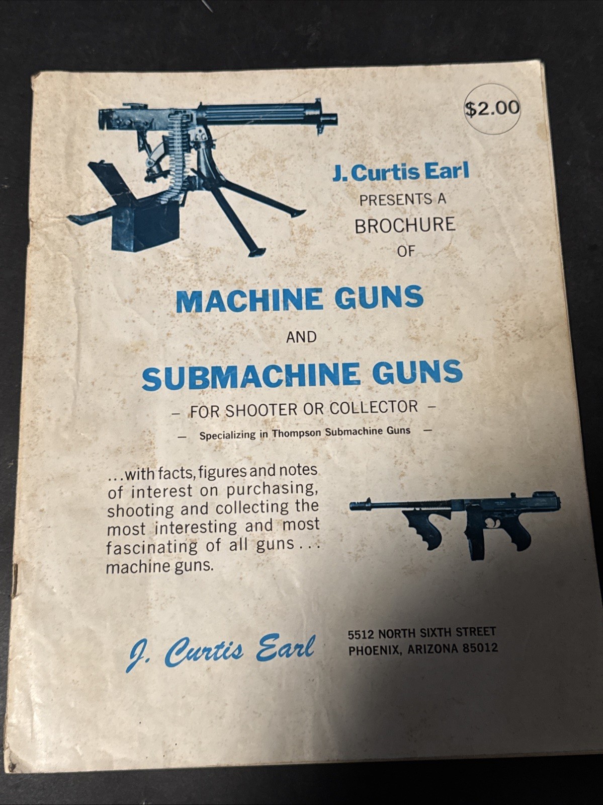 VTG Machine Guns and Submachine Guns For Shooter or Collector J. CURTIS EARL 70S