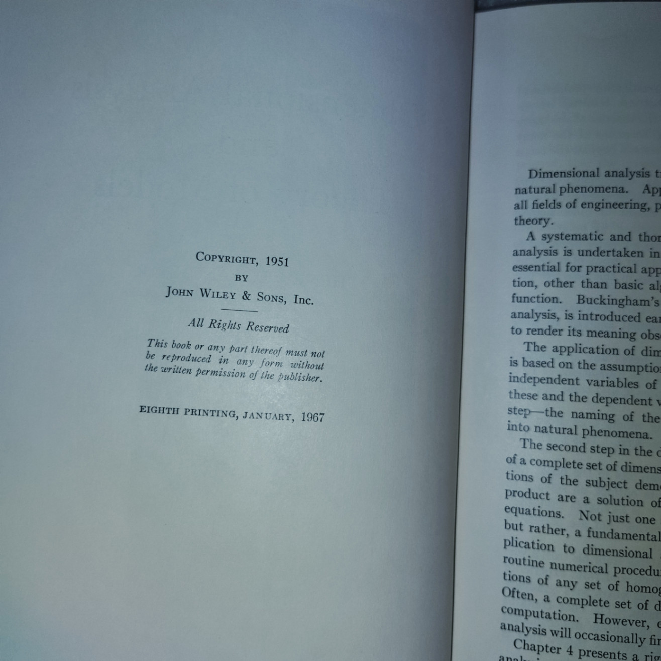 Dimensional Analysis & Theory of Models Langhaar 1951 Engineering John Wiley
