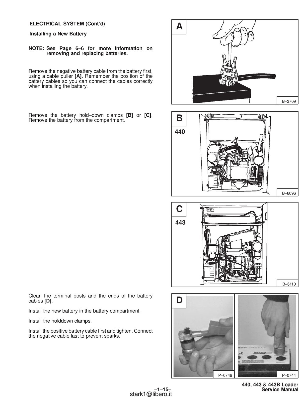 BOBCAT 440 443 443B Skid-Steer Loader Service Manual 1995, FOLDOUTS