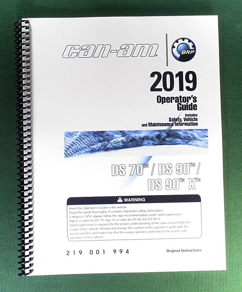 2019 Can-Am DS 70 Owner’s Manual: 156 Pages & Protective Covers!