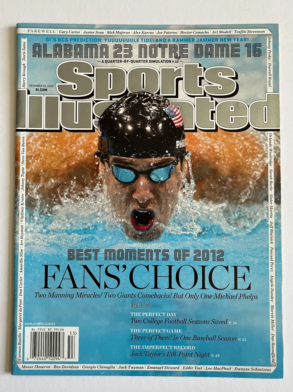 Sports Illustrated December 31, 2012 Michael Phelps Olympic Swimming – No Label