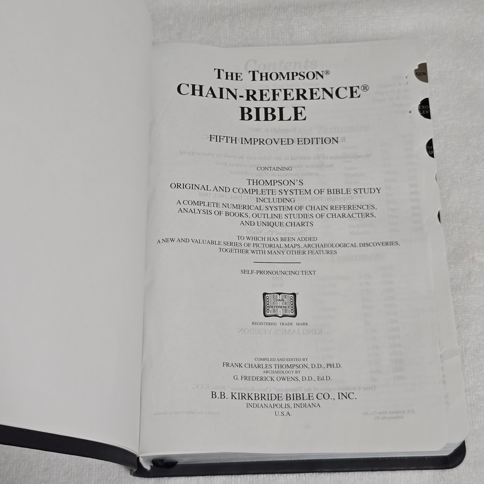 Thompson Chain Reference Bible KJV 5th Improved Ed 2014 Black Kirvella Kirkbride