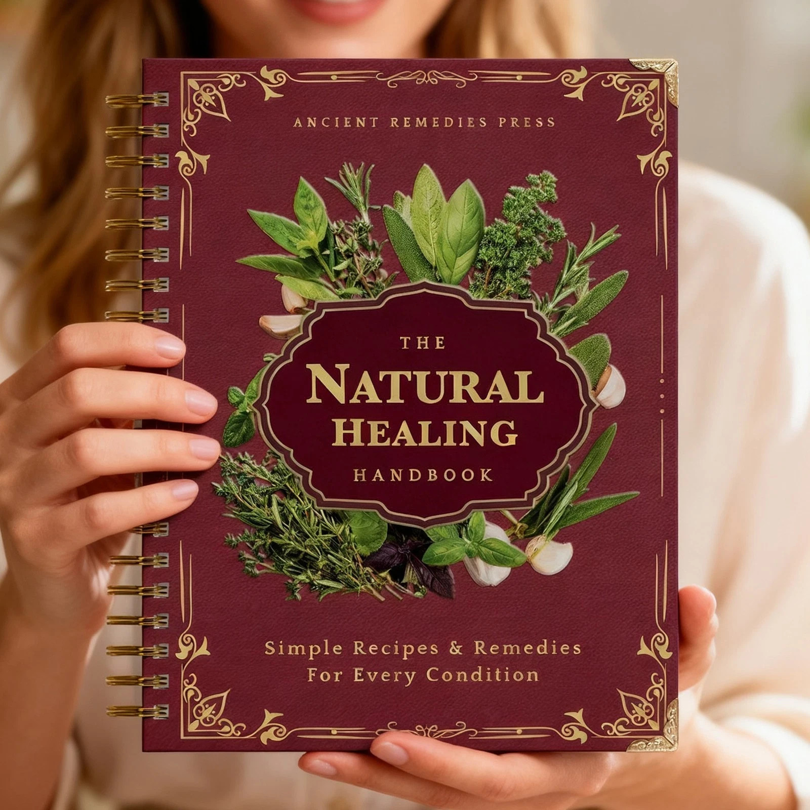Natural Healing Handbook Spiral Bound Herbal Remedies Tea Recipes