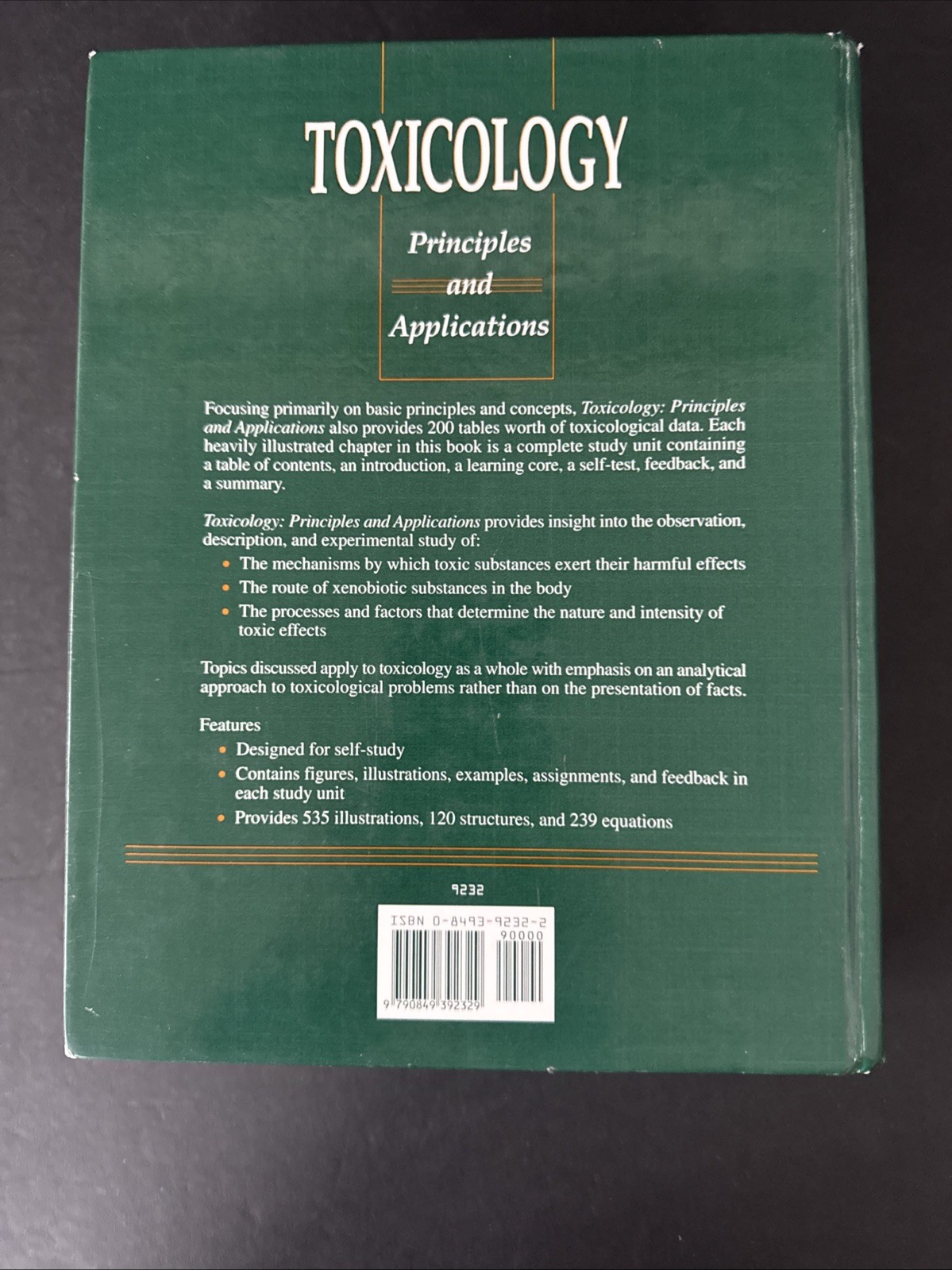 Toxicology Principles & Applications by Niesink, Vries, Hollinger Hardback 1996