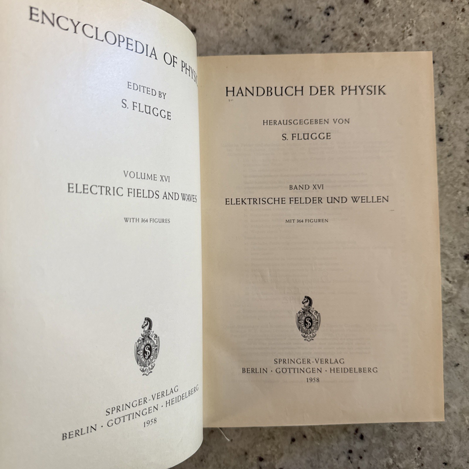 Vintage 1958 Springer Physics XVI: Electric Fields & Waves, Flügge HC Ger/Eng