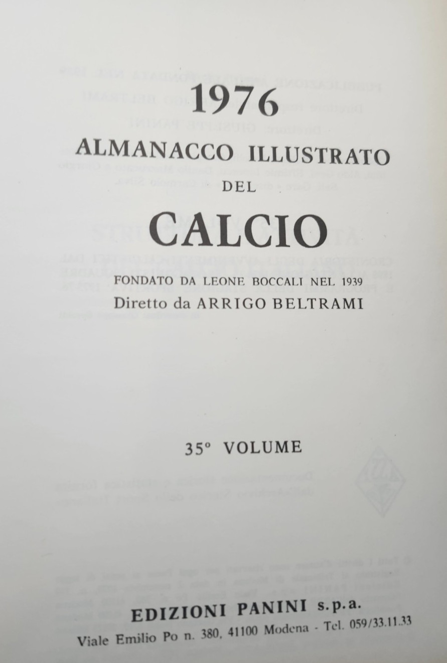 Almanacco Illustrato del Calcio Panini Football Almanac 1976