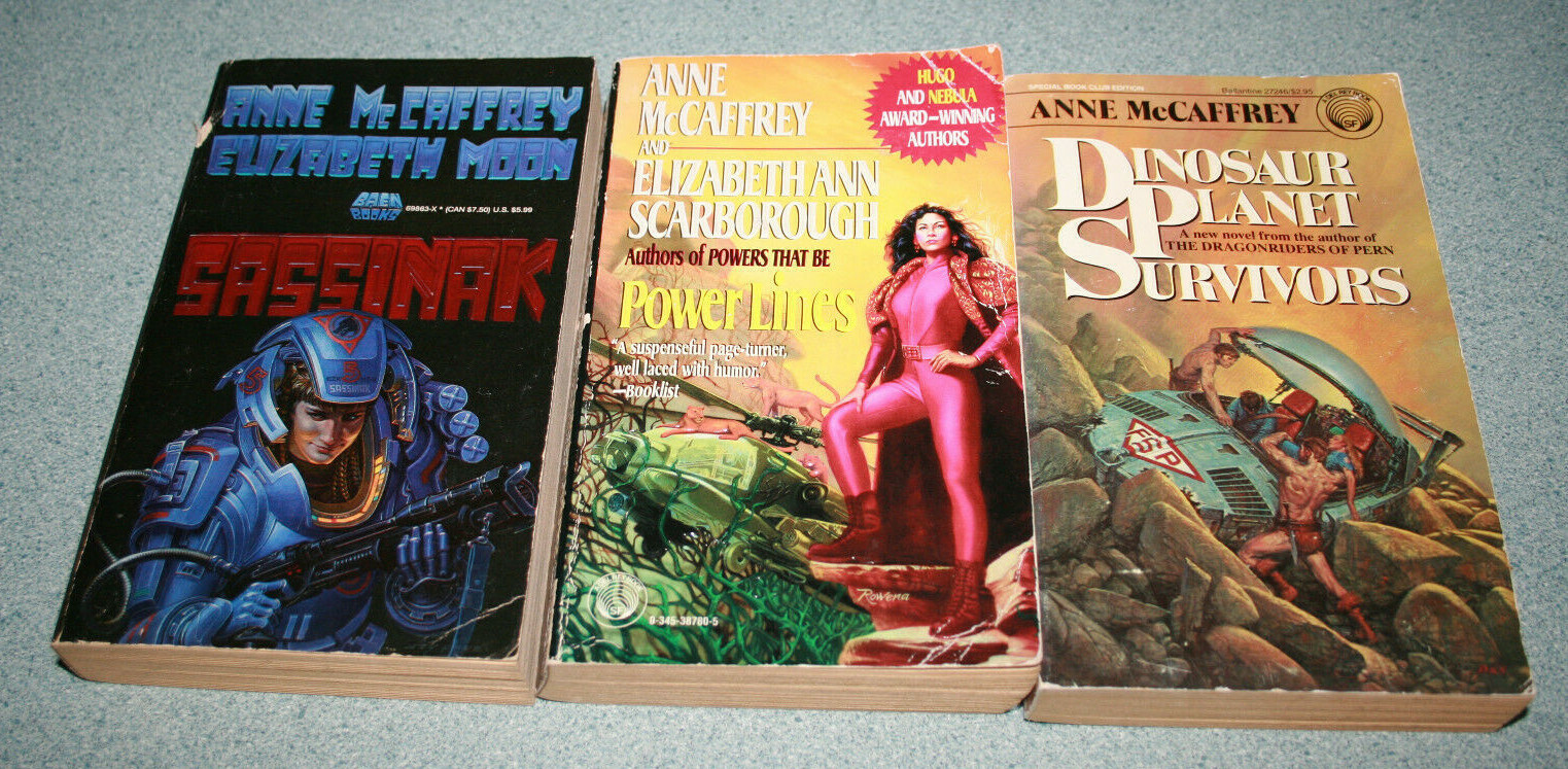 ANNE McCAFFREY 3 PB, SASSINAK, POWERLINES, DINOSAUR PLANET SURVIVORS, ship disc