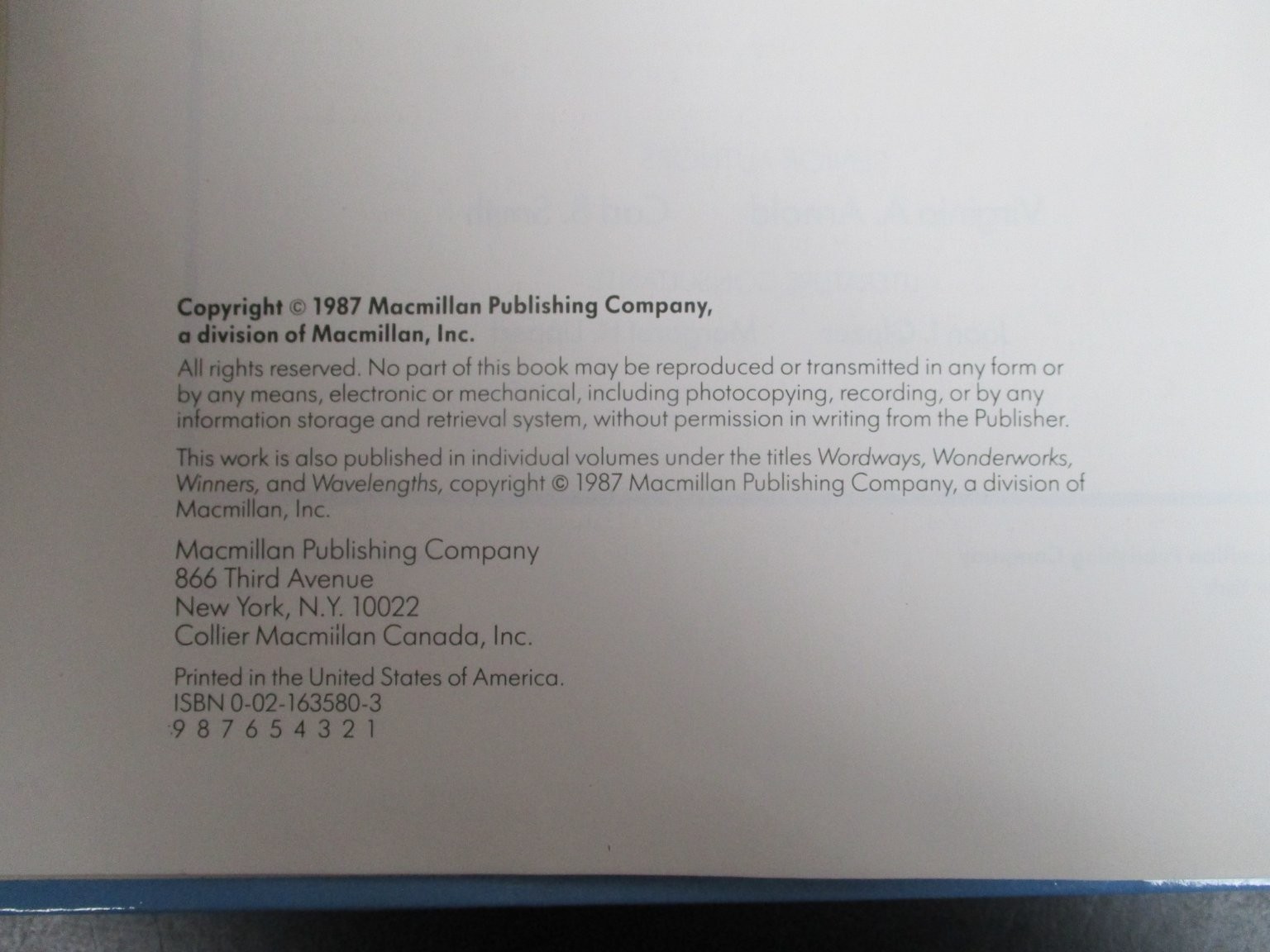 Blueprints Arnold Smith 1987 Macmillan Connections Reading Program Textbook