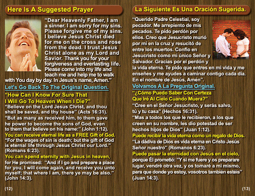 ENGLISH & SPANISH, RAPTURE BIBLE Tracts, 40 Units in 2 Covers, 20 Pages Each