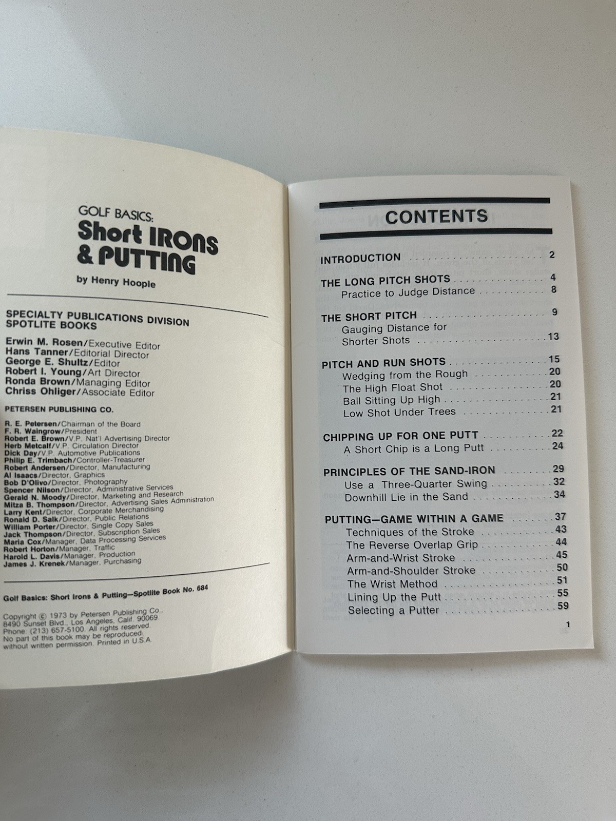 Henry Hoople Golf Basics: Short Irons & Putting Mini-Manual Spotlite PB 1973
