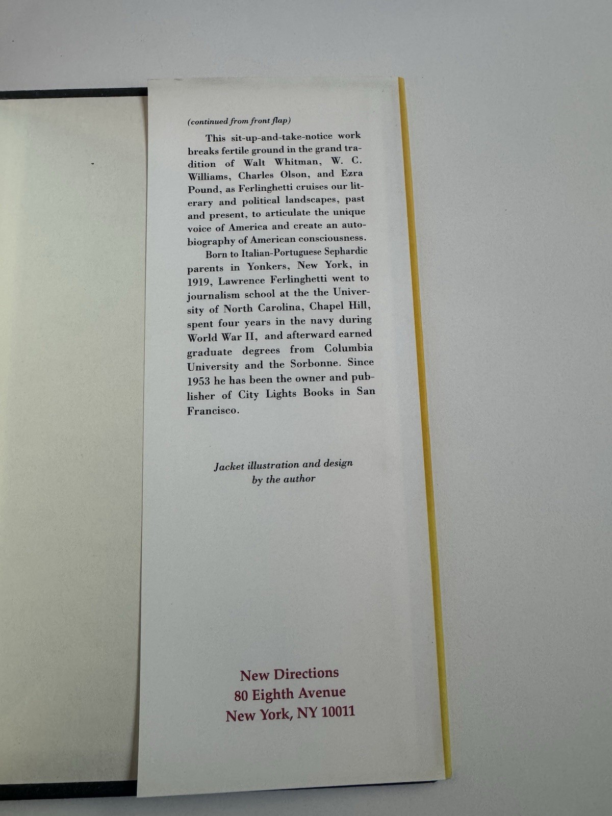Americus Book I – Lawrence Ferlinghetti – HCDJ VG – Poetry