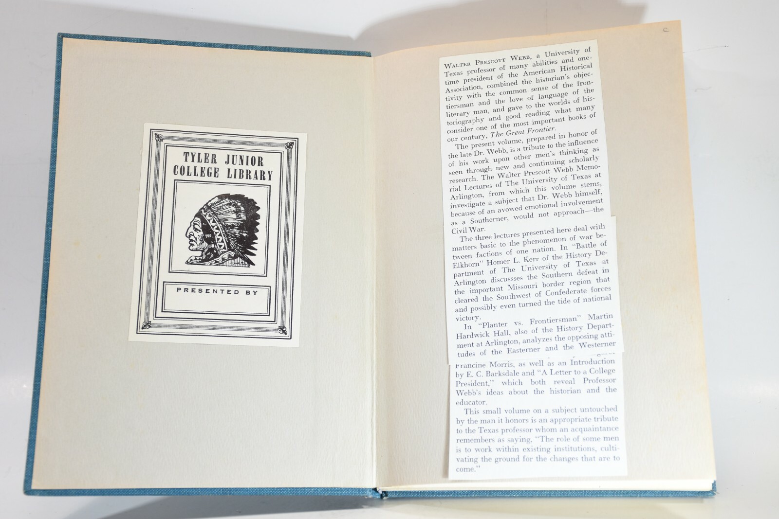 Walter Prescott Webb Memorial Lectures 1968 UT Arlington Hardcover US Civil War