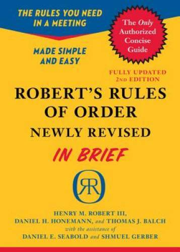 Robert’s Rules of Order Newly Revised In Brief, 2nd edition (Roberts – VERY GOOD