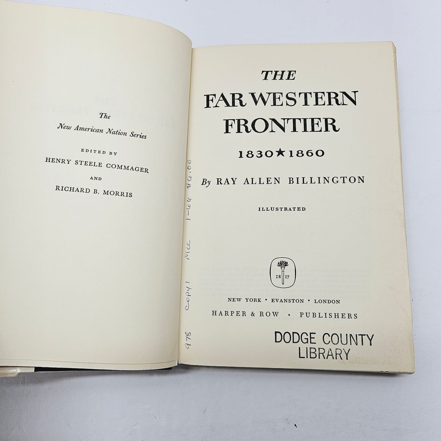 Far Western Frontier 1830-1860 Ray Allen Billington 1956 HC Ex-Lib