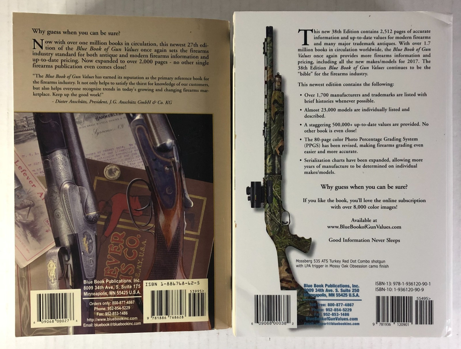 Blue Book of Gun Values LOT- 27th & 38th edition 2006 & 2017 paperback