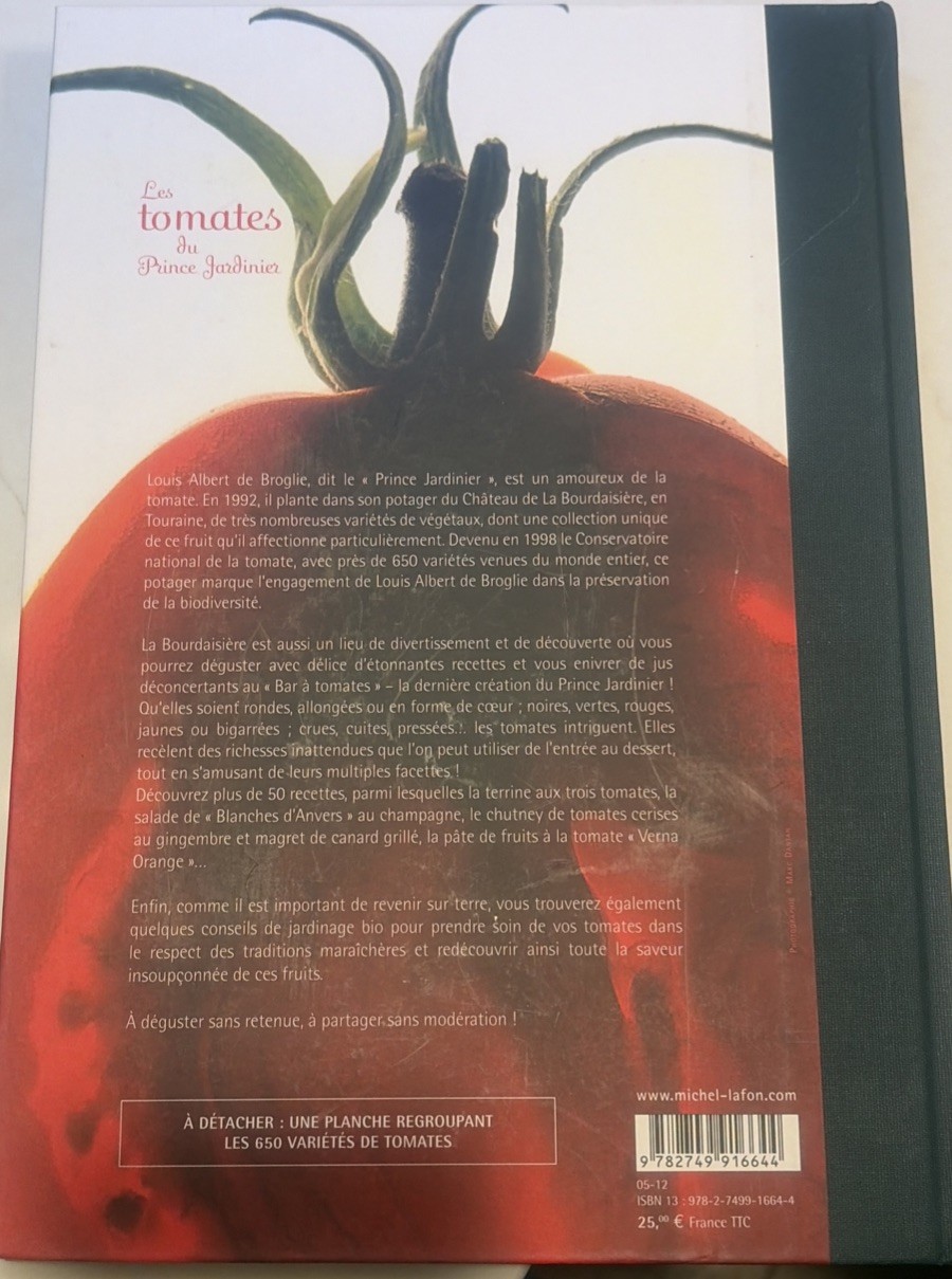 Les Tomatoes Ju Prince Jardinier Hardcover Book – 650 Varieties With Photos