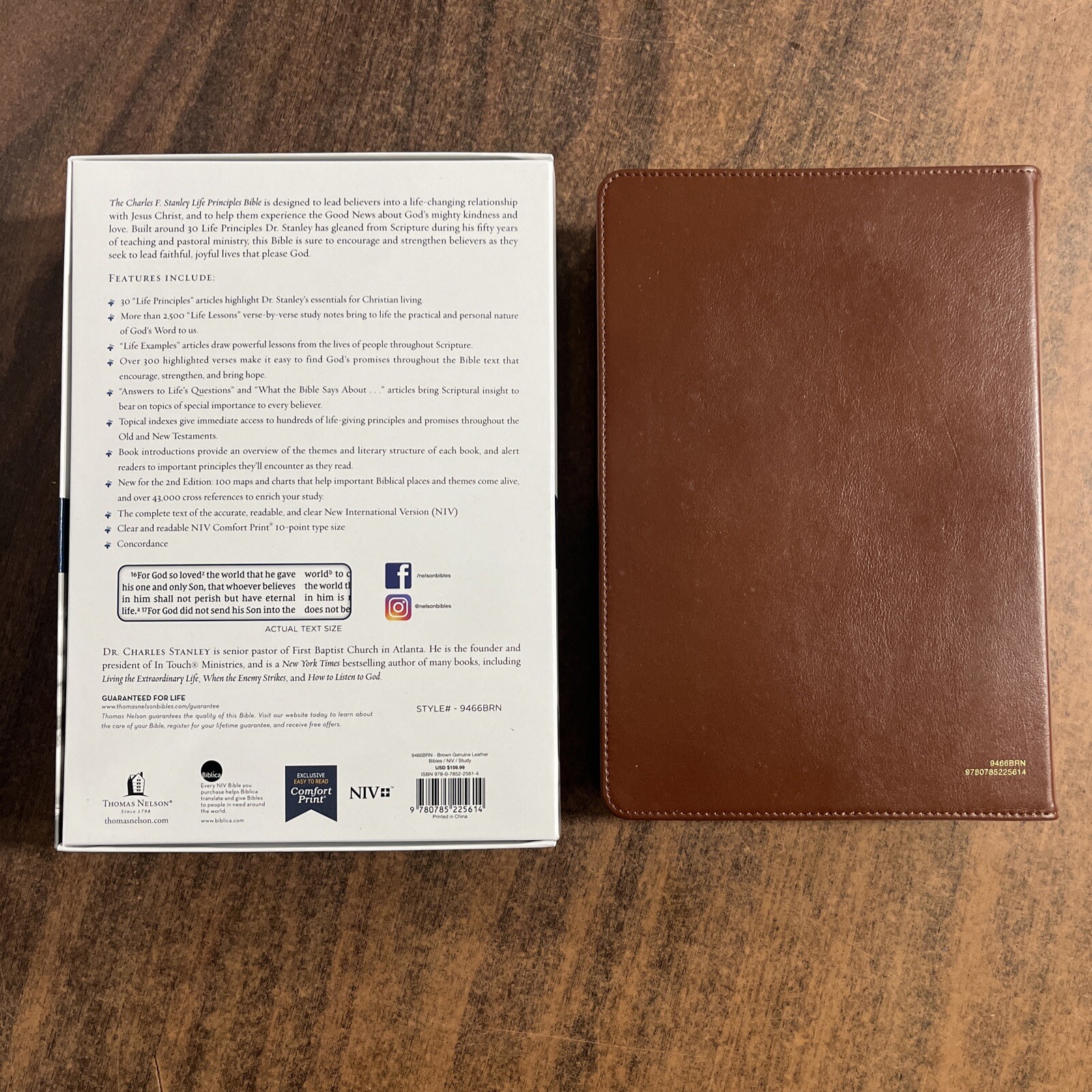 NIV Charles Stanley Life Principles Study Bible – Brown Genuine Leather – $160