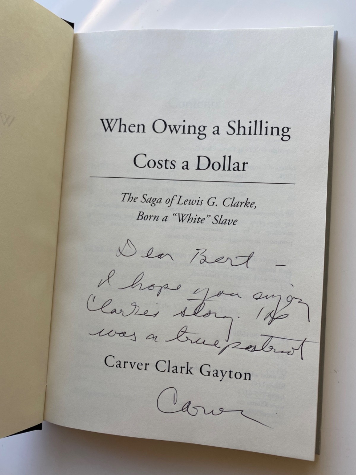 WHEN OWING A SHILLING COSTS A DOLLAR : Lewis Clarke Saga : Carver Gayton SIGNED