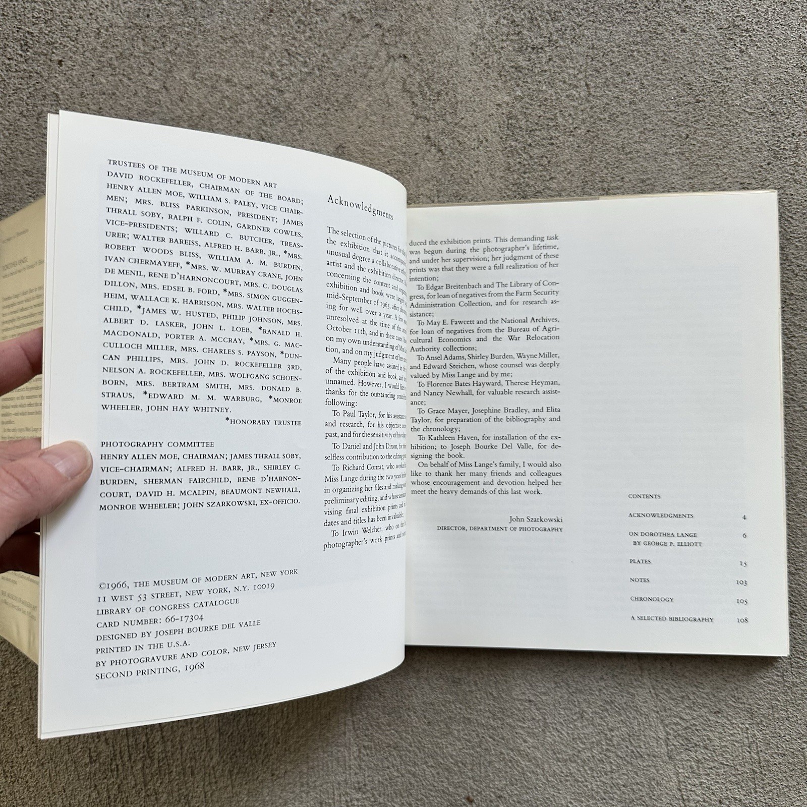 DOROTHEA LANGE – George R. Elliott – Museum of Modern Art, 1968. Hardcover
