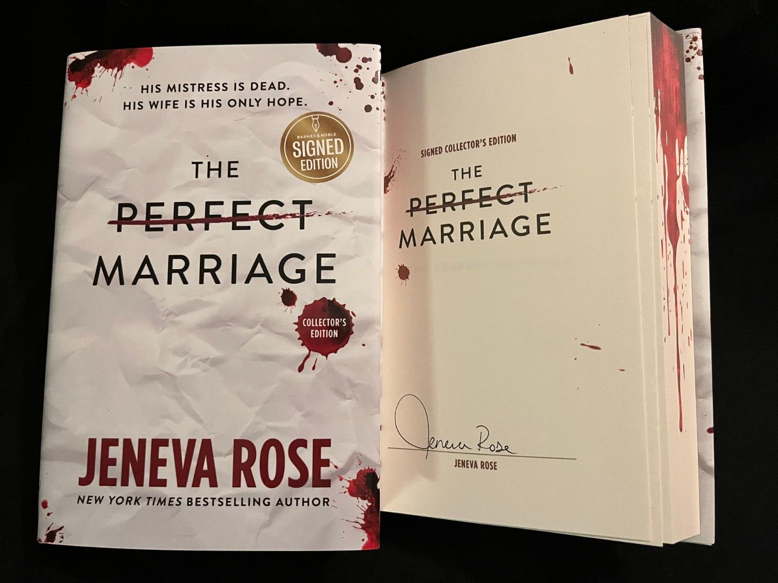 Jeneva Rose signed The Perfect Marriage Collector’s Edition 1/1 hardcover book