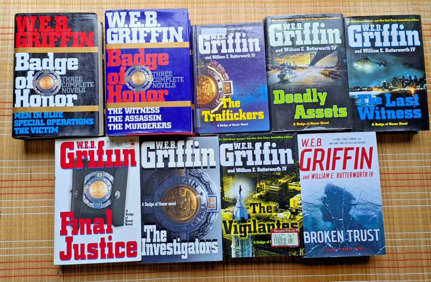 W.E.B. Griffin – Complete Series Lot Badge of Honor #1-13 in 9 HC 1 ex-lib GC