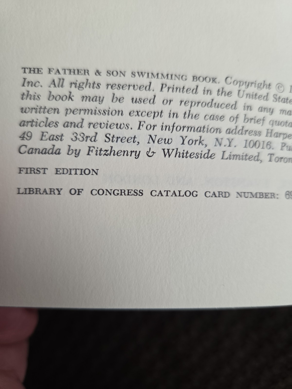 The Father & Son Swimming Book Philip E. Moriarty Howard Liss 1970 HCDJ First Ed