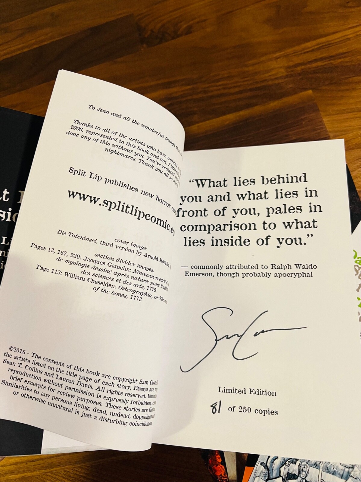 What Lies INSIDE SPLIT LIP SAM COSTELLO SIGNED GRAPHIC NOVEL LIMITED ED #81