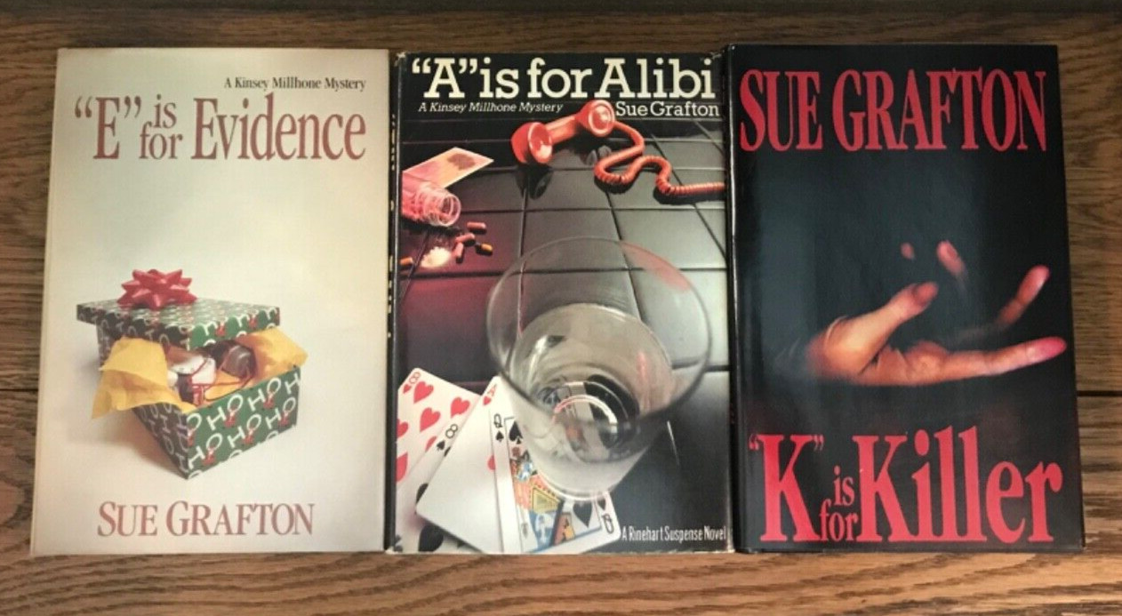 Sue Grafton Book Lot A is for Alibi E is for Evidence K is for Killer HC with DJ