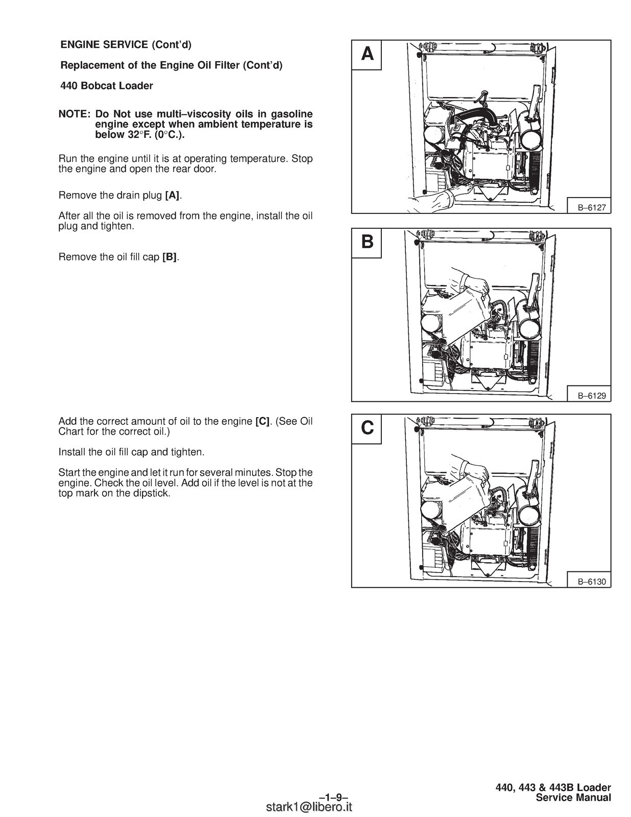 BOBCAT 440 443 443B Skid-Steer Loader Service Manual 1995, FOLDOUTS