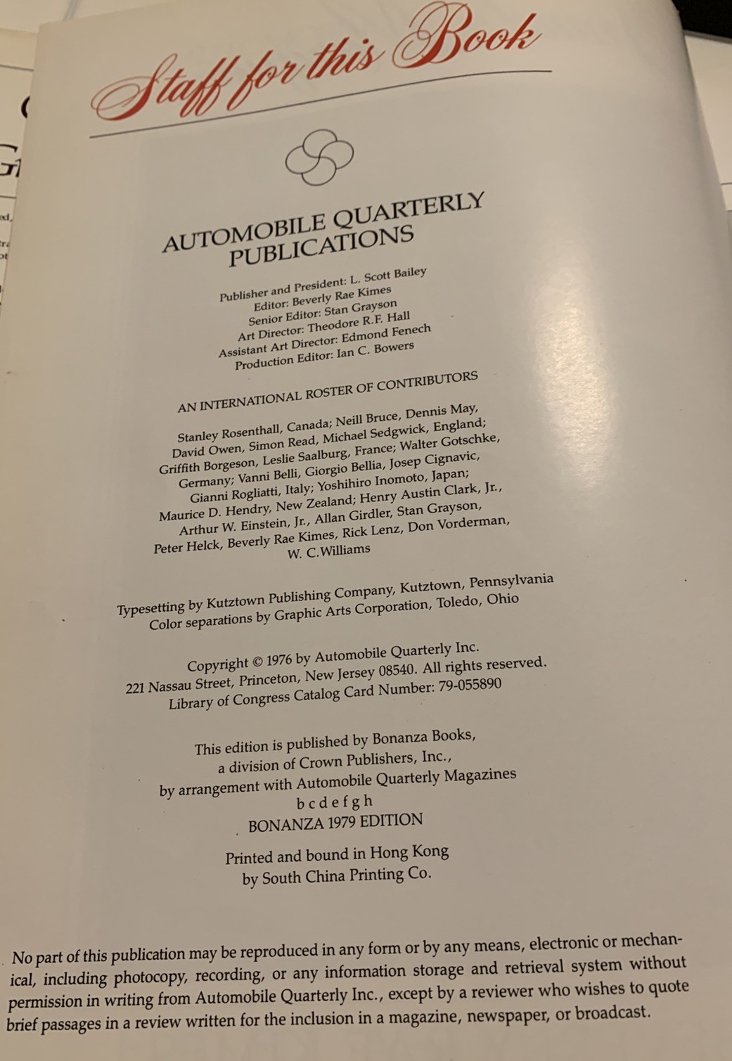 Automobile Quarterly’s Great Cars & Grand Marques – hardcover with dust jacket