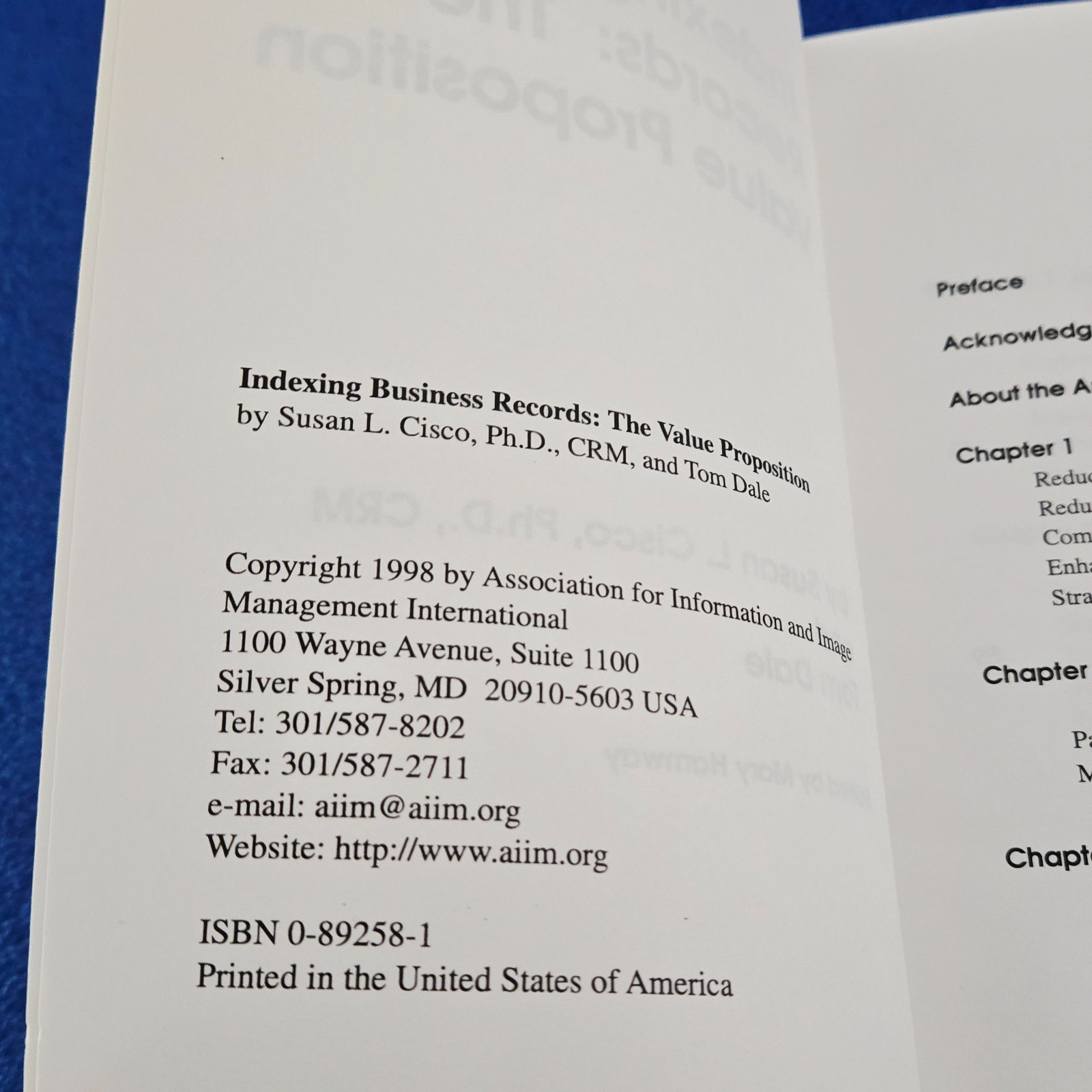 INDEXING BUSINESS RECORDS: THE VALUE PROPOSITION PAPERBACK BOOK FREE SHIPPING