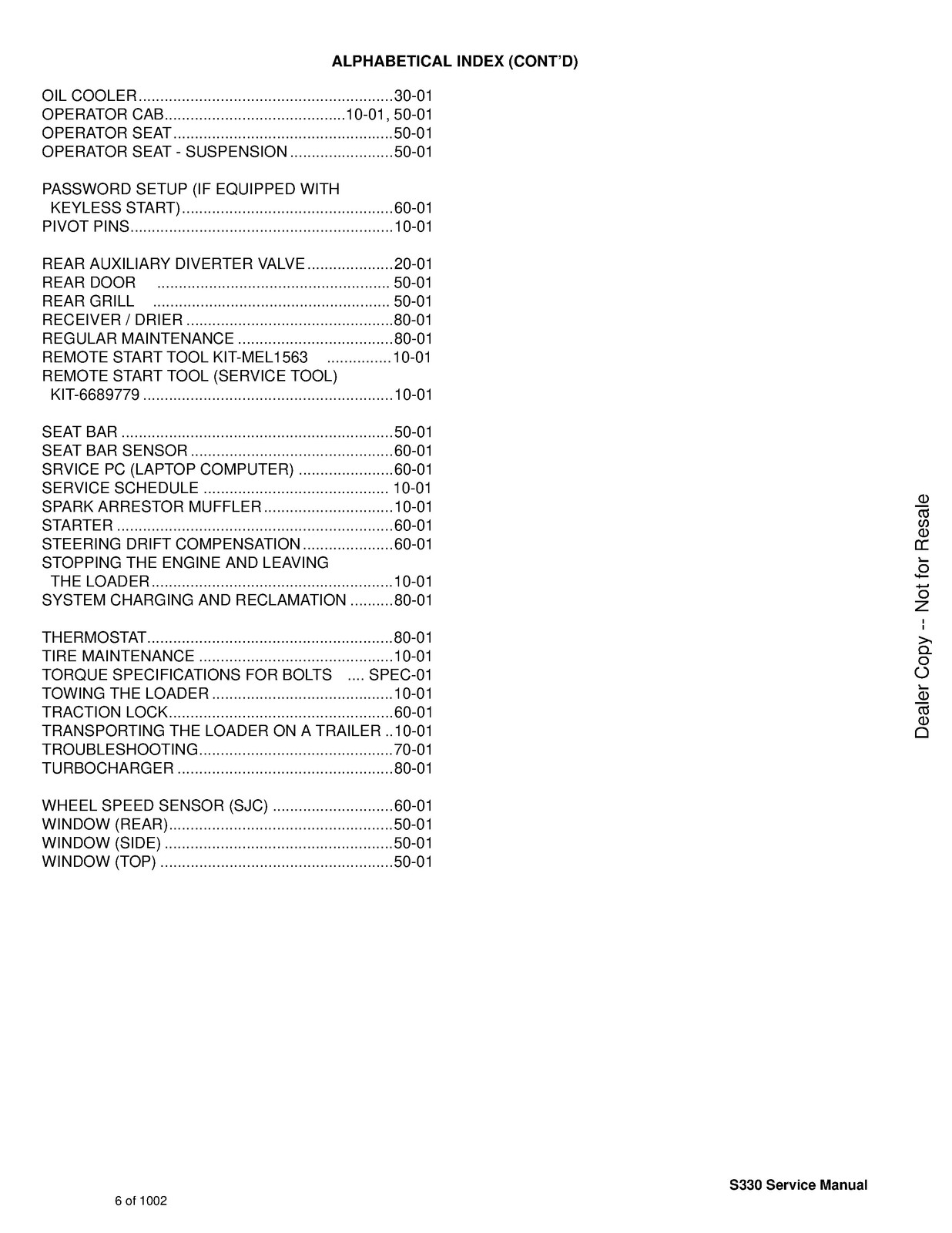 BOBCAT S330 Skid Steer Loader Service Manual 2009 SN A02011001 Up, FOLDOUTS
