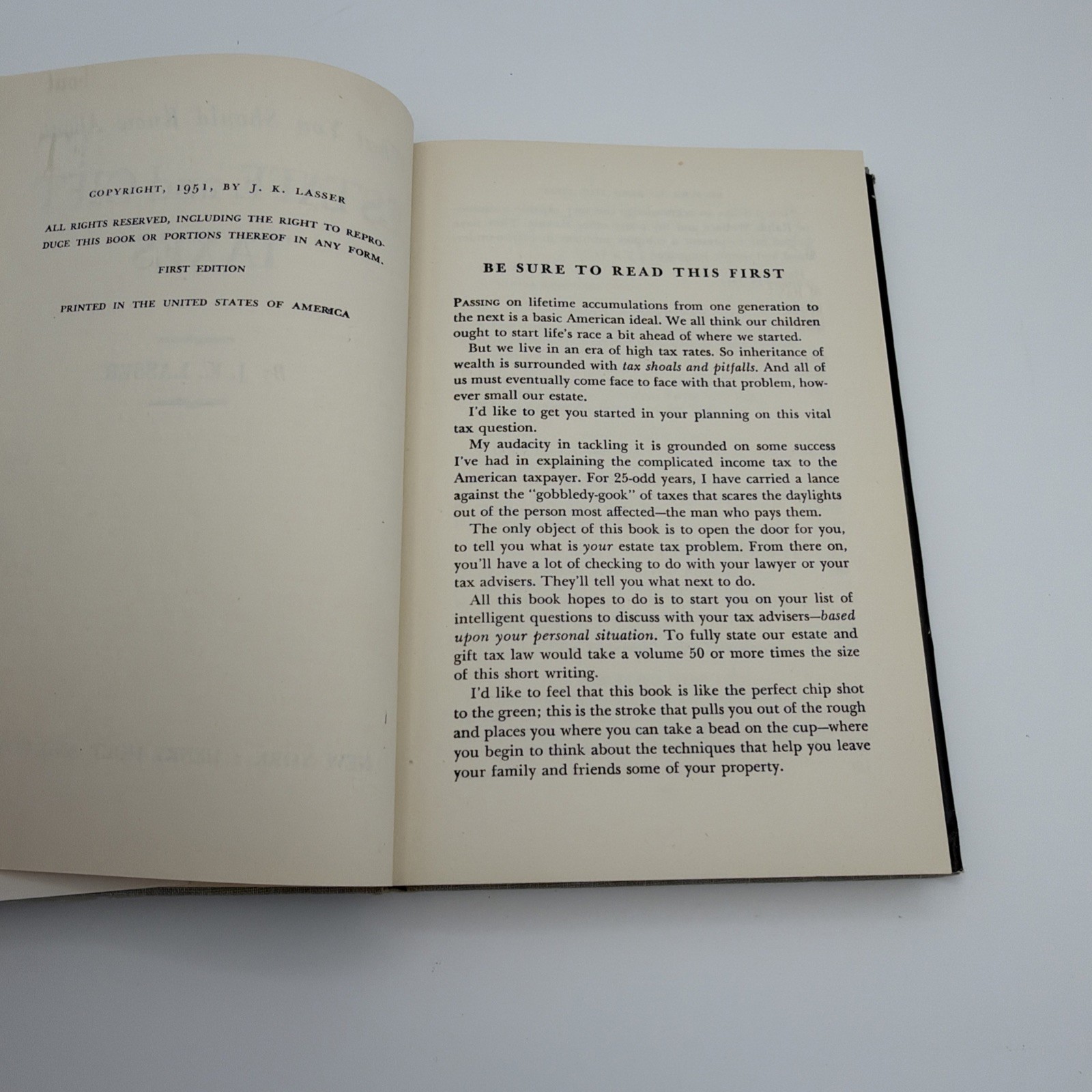 J.K. Lasser What You Should Know About Estate and Gift Taxes 1951 First Edition