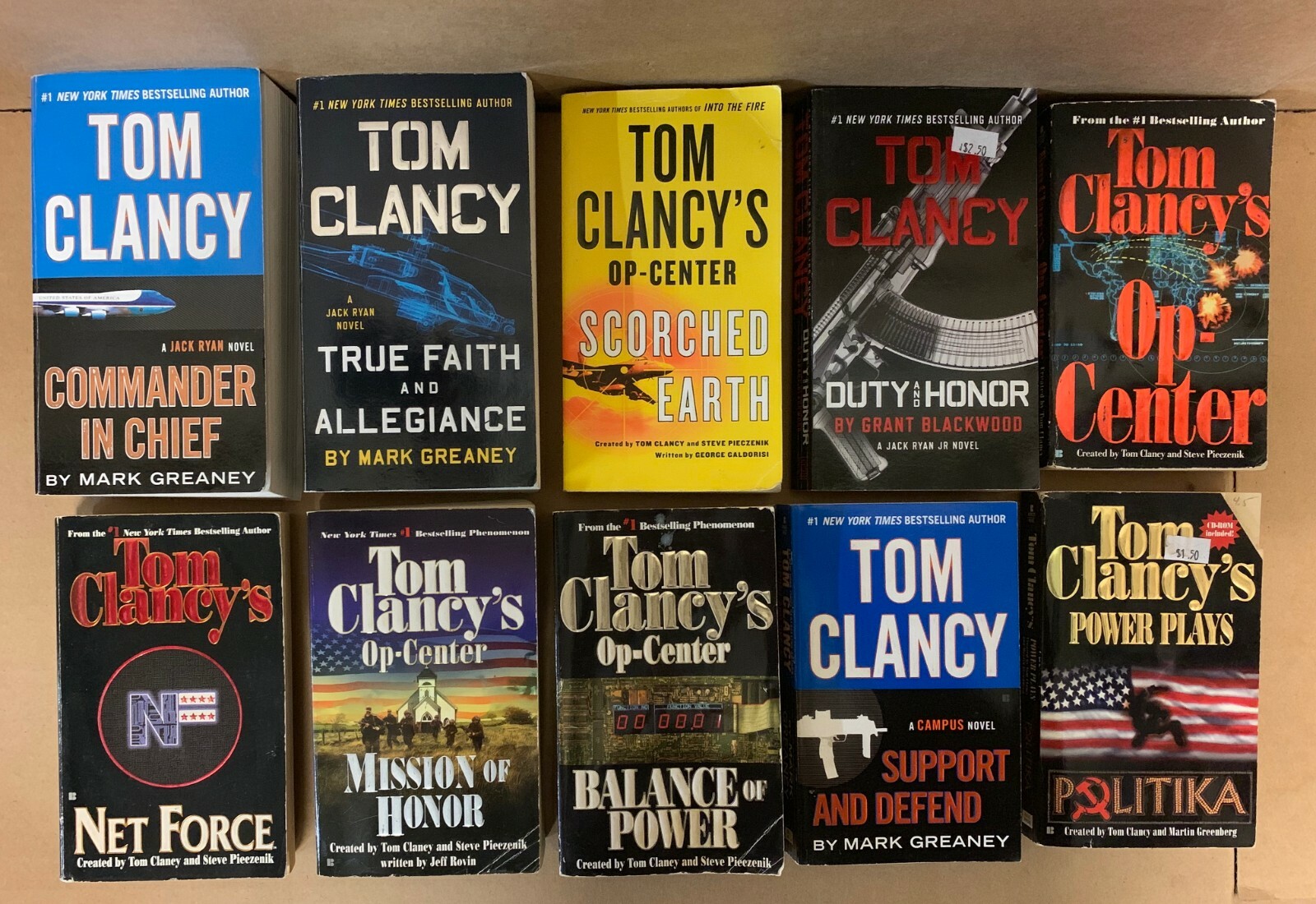 Lot of 10 TOM CLANCY JACK RYAN NET FORCE OP CENTER POWER PLAYS PAPERBACK *RANDOM