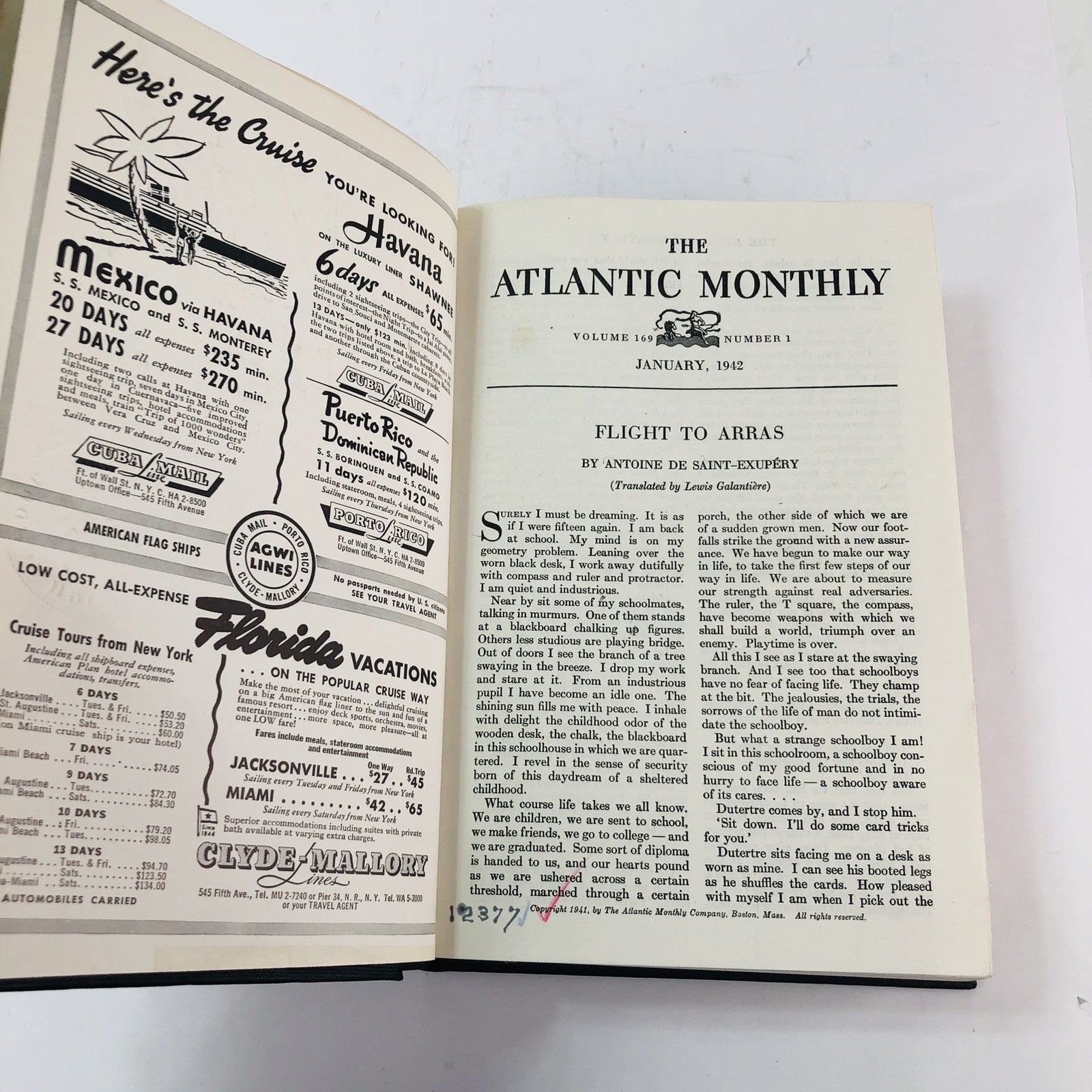 The Atlantic Monthly January-June 1942 Magazine Book Bound Hardbound Volume 169