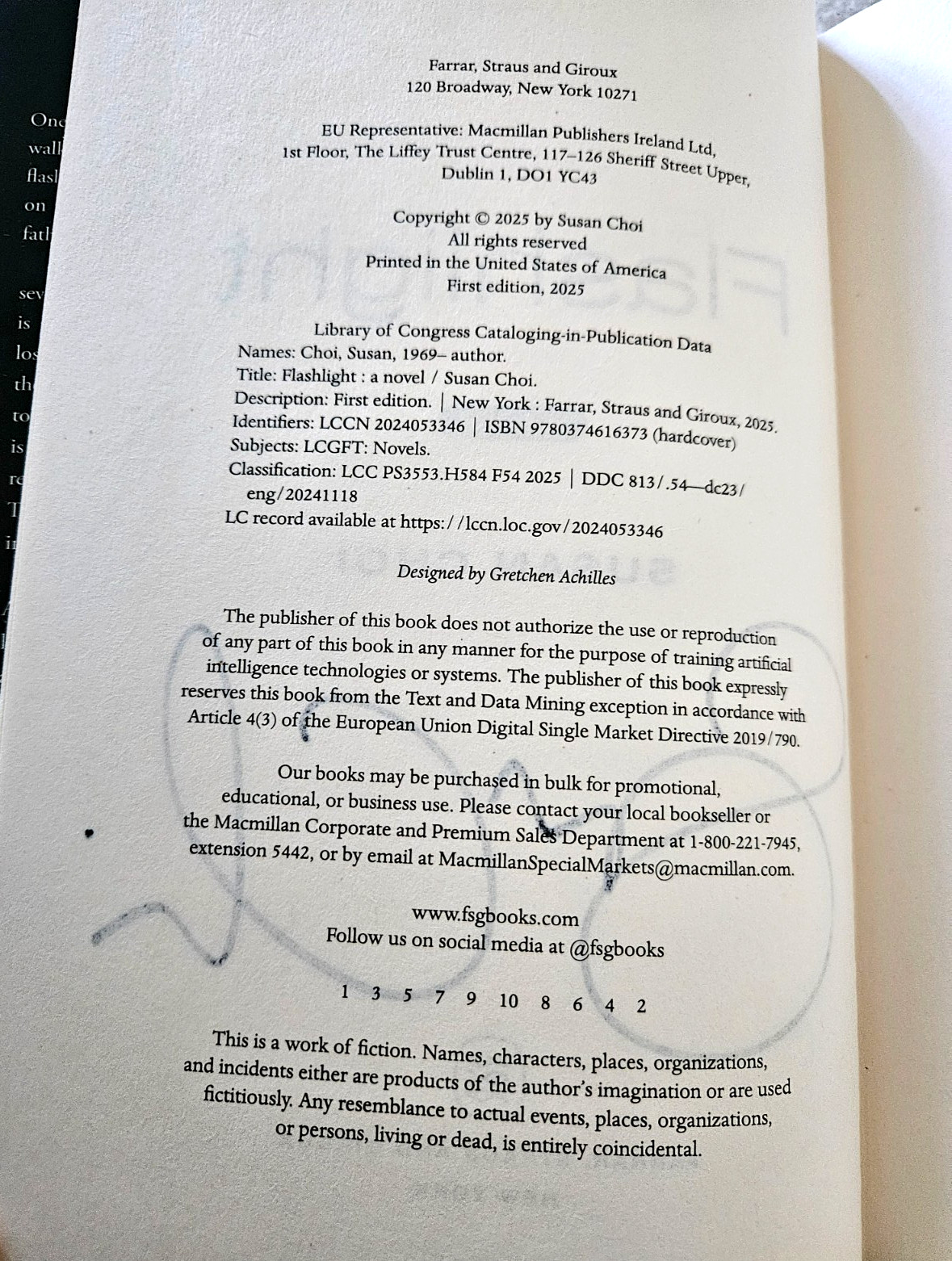 Flashlight by Susan Choi Signed on the Title Page First Edition
