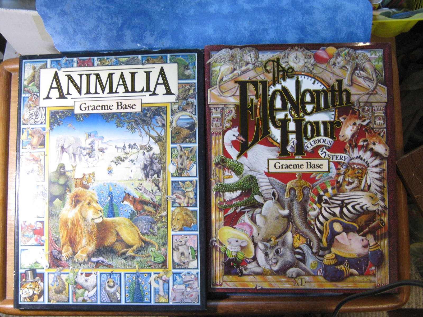 Lot of 2 Graeme Base ANIMALIA & THE ELEVENTH HOUR HCDJ 1989 Illustrated XLNT