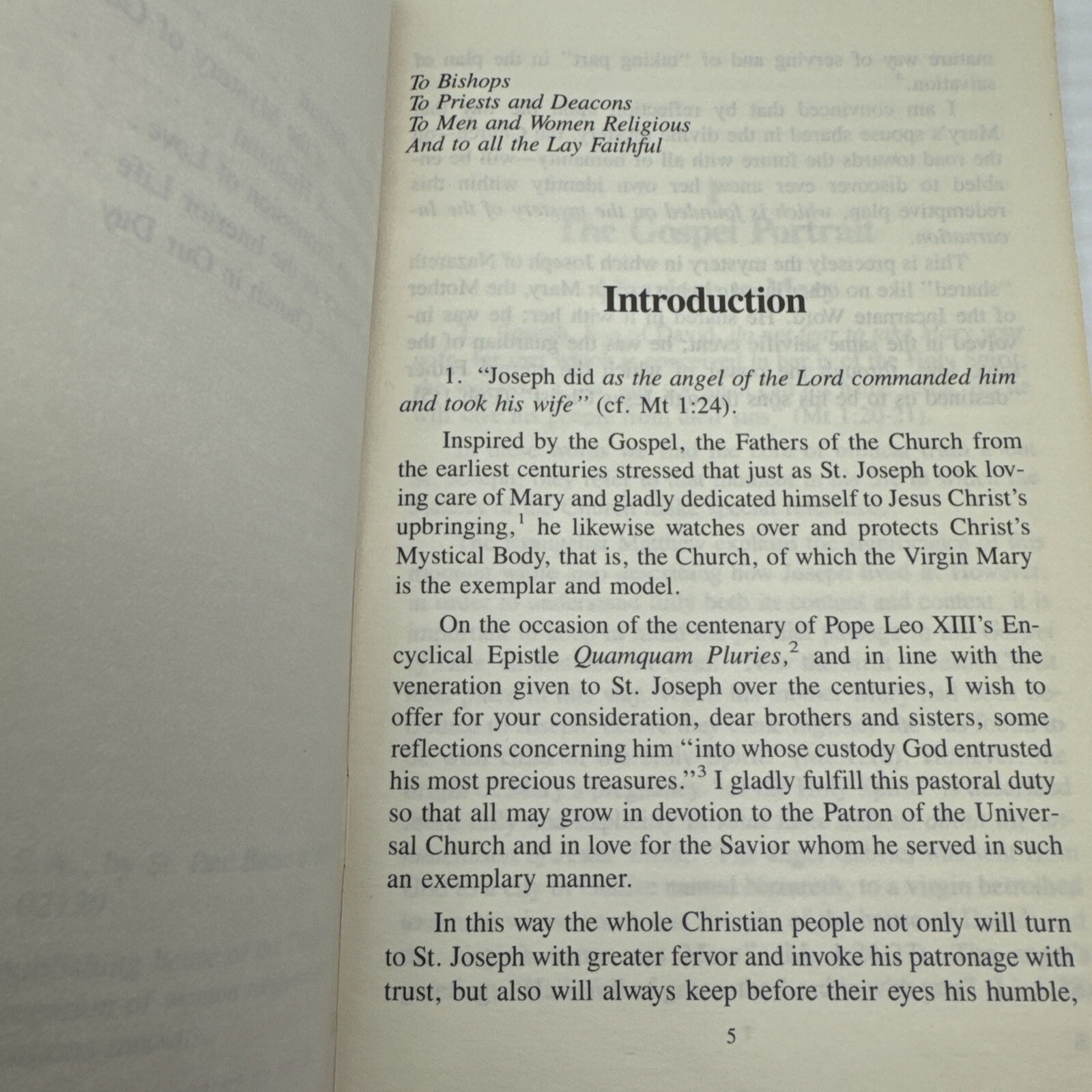 Apostolic Exhortation Redemptoris Custos John Paul II on Saint Joseph Christ & C